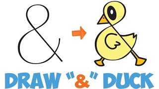 How to Draw a Cartoon Duck Easy Step by Step Drawing for Kids From amp Symbol Letters  Numbers [upl. by Nae]