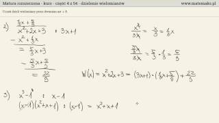 Matura rozszerzona  kurs  dzielenie wielomianu przez dwumian [upl. by Fanchette]