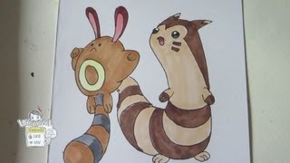 How to draw Pokemon No161 Sentret No162 Furret [upl. by Donela]