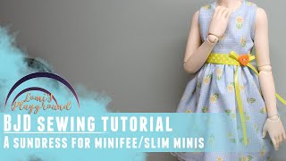 BJD sewing tutorial Minifeeslim mini sundress  free pattern [upl. by Nelia]