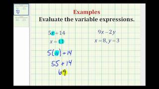 Examples Part 1 Evaluating Variable Expressions [upl. by Asinla]