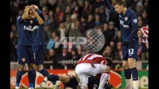 Aaron Ramsey Injury Stoke City 13 Arsenal [upl. by Limaa]