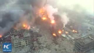 Aerial shots of Tianjin explosion [upl. by Helms]