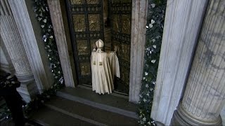 Pope Francis opens Holy Door of St Peters for Jubilee [upl. by Eitsrik]