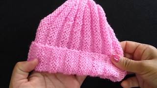 Knitting Cap for New Born  03 month baby  Easy way amp only one hour project [upl. by Baerman]