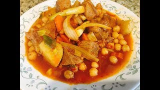 Receta de Garbanzos con Carne de Puerco en Salsa Roja [upl. by Lardner]