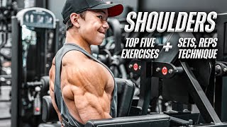 The PERFECT 5 Exercise Shoulder Workout ESSENTIAL EXERCISES FOR MASS  Tristyn Lee [upl. by Alehs]