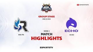 RSG PH vs Echo HIGHLIGHTS MPL PH S13  ECHO VS RSG ESPORTSTVPH [upl. by Aramois]