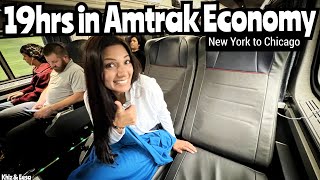 19hrs in Amtrak Coach Economy from New York to Chicago for 68 each First time in amtrak [upl. by Idnor748]