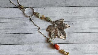 Long Fall Leaf Lariat Necklace Tutorial [upl. by Yelwah]