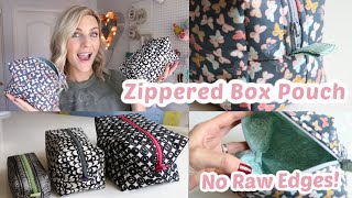 Zippered Box Pouch Sewing Tutorial No Raw Edges  3 Sizes [upl. by Kingsley]