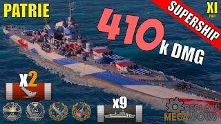 DAMAGE RECORD Patrie 410k Damage  World of Warships Gameplay [upl. by Abdel]