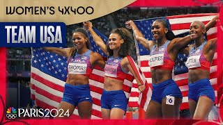 US 4x400m relay team DOMINATES for gold medal in closing statement  Paris Olympics [upl. by Chin642]