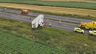 Dronebeelden van ongeval A37 bij Emmen  RWSverkeersinfo [upl. by Knowlton659]