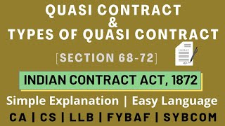 Quasi Contract  Section 6872  Indian Contract Act  Examples  Hindi Explanation [upl. by Rella]