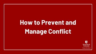 How to Prevent and Manage Conflict  Stony Brook University [upl. by Flin]