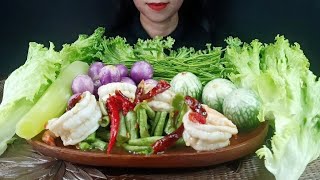 ASMR Eating Spicy Long Bean Salad amp Shrimp Fresh Veggies Mukbang [upl. by Rehnberg752]