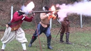 Matchlock and wheellock firing according to authentic French 17th century regulations [upl. by Yreved382]