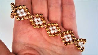 How to make an easy bracelet DIY beaded bracelet tutorial [upl. by Adorl198]