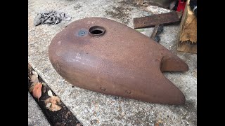 Rusty 1939 Rudge tank to paint perfection  Pt1 [upl. by Ardy]