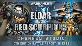 10th Edition Eldar vs Space Marines Red Scopions Warhammer 40K Battle Report 2000pts [upl. by Ulund399]