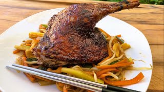 Asiatische Road Kill Duck mit Wok Gemüse Wer asiatisches Essen mag sollte eine Ente mal so machen [upl. by Nomad]