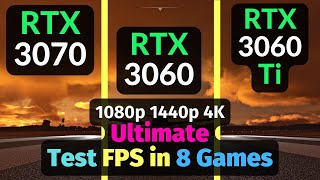 RTX 3070 vs RTX 3060 vs RTX 3060 Ti in 8 GAMES  1080p 1440p 4K [upl. by Ayotol]