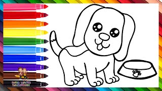 Zeichnen und Ausmalen eines süßen Welpen 🐶🐕🐾🦴🌈 Zeichnungen für Kinder [upl. by Wilhelm746]