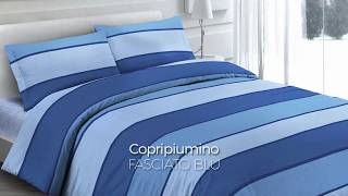 Copripiumino In 100 Cotone Disegno Fasciato Colore Blu [upl. by Adnim]