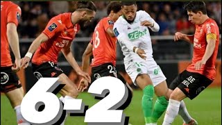 SAINTETIENNE SE FAIT ÉCRASÉ A LORIENT 62 EST FILE EN LIGUE 2 [upl. by Enelrihs]