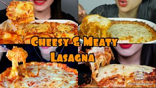 ASMR MOST SATISFYING CHEESIEST amp MEATIEST LASAGNA mukbang compilation cheesiest lasagna mukbang [upl. by Ammamaria860]