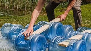 Crafting a DIY Water Bottle Boat Fleet  Backyard Project [upl. by Lafleur]