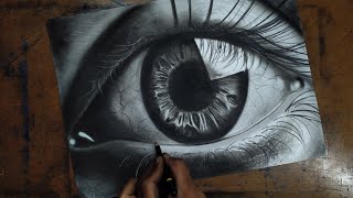 Hyper Realistic Eye Drawing  Charcoal  Drawing For Beginners [upl. by Shawnee665]