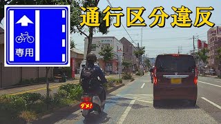 何を勘違いしているのか自転車専用レーンを走り続ける原付スクーター [upl. by Novj441]