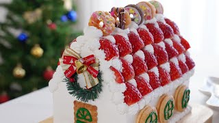 크리스마스 🎄 딸기 바닐라 생크림케이크  Strawberry Vanilla Whipped cream Cake that the family can enjoy on Christmas [upl. by Narhet40]