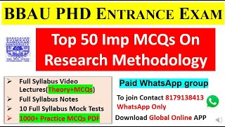 BBAU PhD Entrance Exam 202122  Most Expected MCQs On Research Methodology  PhD Entrance Exam 2022 [upl. by Yram569]