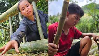 Single mother Ly Soan repaired the tent and built a new gate [upl. by Aynav34]