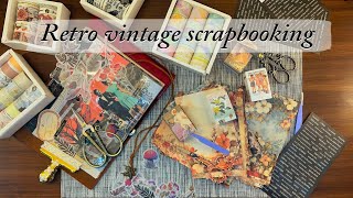 ASMR collage Scrapbooking Journaling Relaxing Sounds of paper Decorating vintage journal [upl. by Donna]