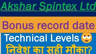 Akshar spintex stock price latest updates bonus issue technicals financialsstocksforinvesting [upl. by Tadeo]