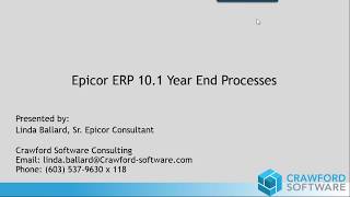 Epicor 10 2 Tips and Tricks For a Successful Year End [upl. by Han]