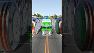 Mix Colourful Flatbed Trucks and Colour Buses vs Bollards Crush beamngdrive shorts crash [upl. by Bred]