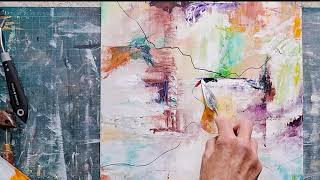 Beautiful Abstract Acrylics Tutorial  Fall Colours Palette Knives and Pens 🍂abstract acrylics [upl. by Anaiq]