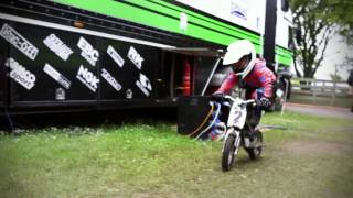 Monty Hillier age 3 on his Oset at Isle of man TT 2014 courtesy of Metzeler tyres [upl. by Ynaffit]