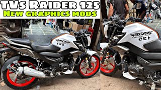 TVS Raider 125 Modifed 🤩 Raider Modification  white Raider 2024 Graphics [upl. by Ohcamac735]