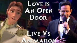 Frozen  Love Is An Open Door  Live Vs Animation  Side By Side Comparison Santino Fontana [upl. by Maggy]