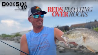 DockSide TV Watching Red Fish Float Over Shallow Rocks [upl. by Alludba]