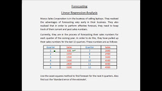 Forecasting  Linear regression  Example 1  Part 1 [upl. by Sivraj814]