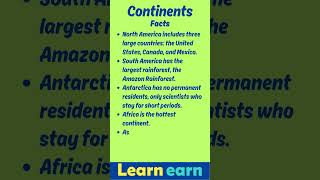 Shorts Continents Facts facts quiz continents [upl. by Essilec]