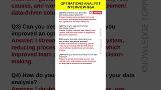 Operations Analyst Interview Questions and Answers  Knowledge Topper [upl. by Gnen]