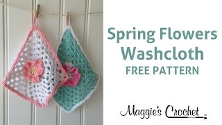 Spring Flowers Dishcloth Free Crochet Pattern  Right Handed [upl. by Priestley]